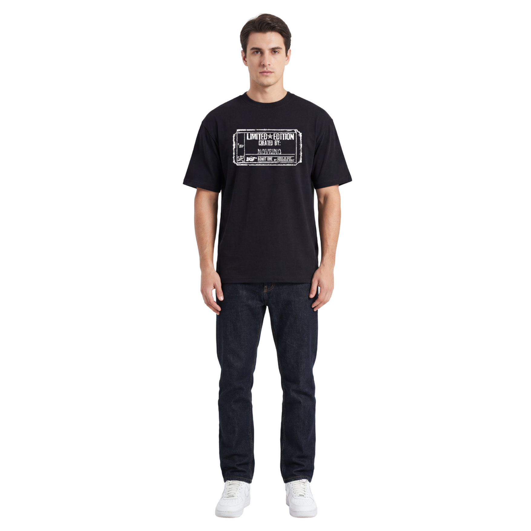 NOVEINO Edition No. 01 t-shirt featuring a stylish design on a comfortable black fabric.