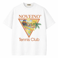 NOVEINO Parallel T-shirt in black featuring a minimalist graphic design on the front, made from comfortable cotton fabric.