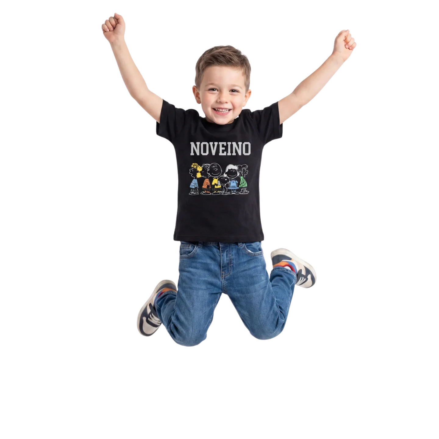 NOVEINO Kids #4 t-shirt with colorful graphic design, soft cotton fabric, and comfortable fit for children.