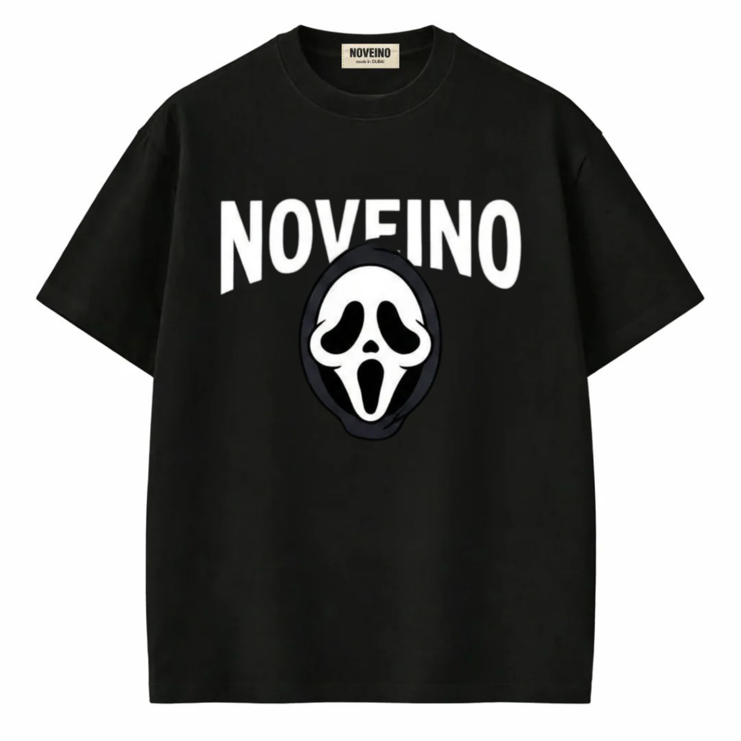 NOVEINO Monarque t-shirt with a stylish graphic design, soft fabric, and comfortable fit, shown in a close-up image.
