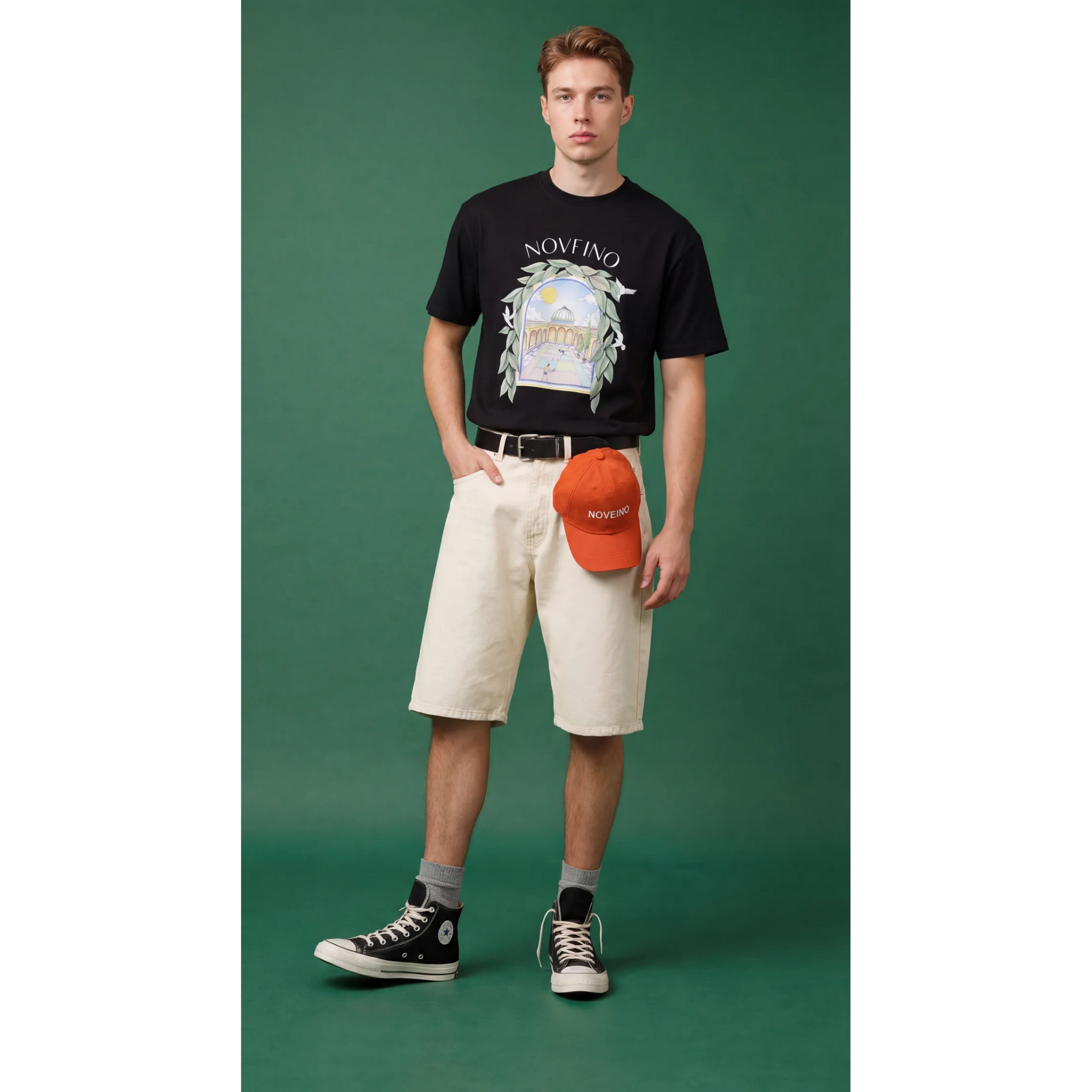 NOVEINO Nexus t-shirt featuring a stylish graphic design, made from soft cotton fabric, in a casual fit with a crew neckline.