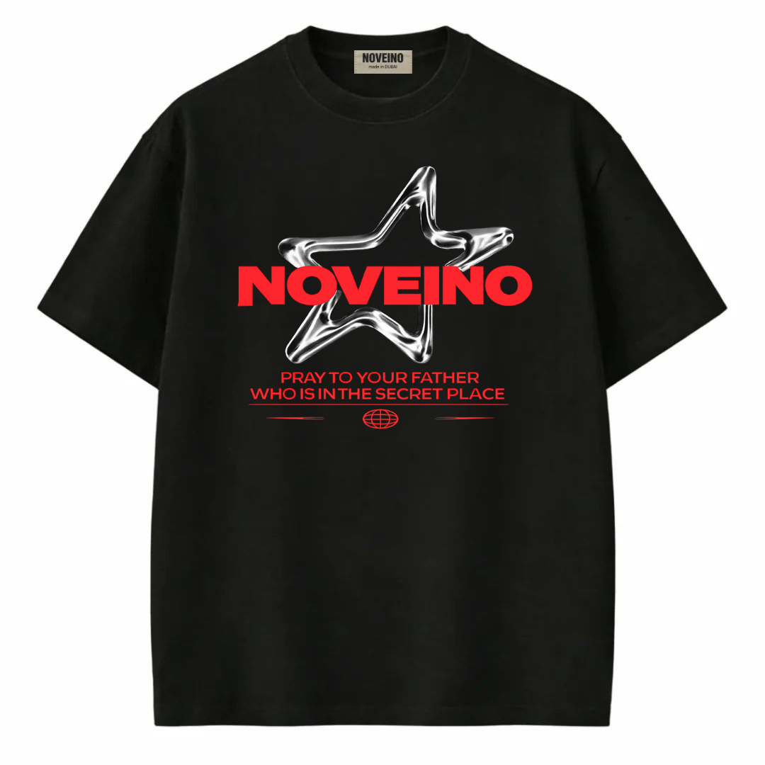 NOVEINO Sanctum Tee t-shirt with a graphic design, soft cotton fabric, and a relaxed fit for casual wear.