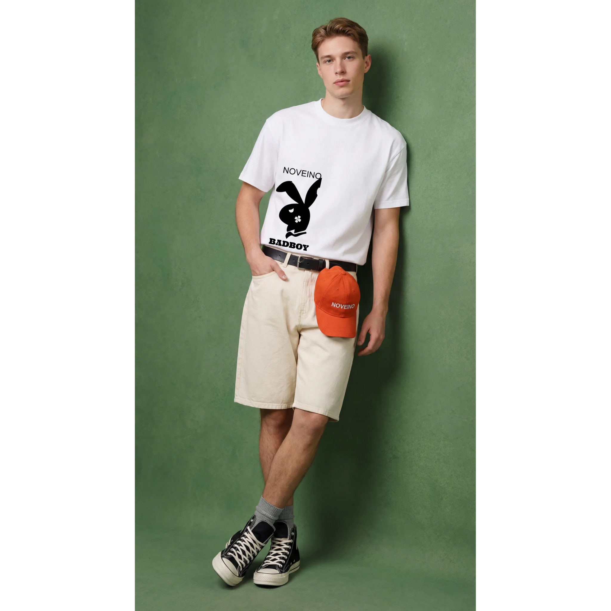 NOVEINO Shadow Bunny t-shirt featuring a minimalist bunny shadow print on soft fabric in a casual fit.