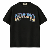 NOVEINO Flux t-shirt in black, featuring a modern graphic design on the front, made of soft cotton fabric.