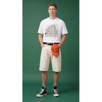 NOVEINO corner t-shirt, black short-sleeve cotton tee with a small corner logo on the chest, displayed on a white background.