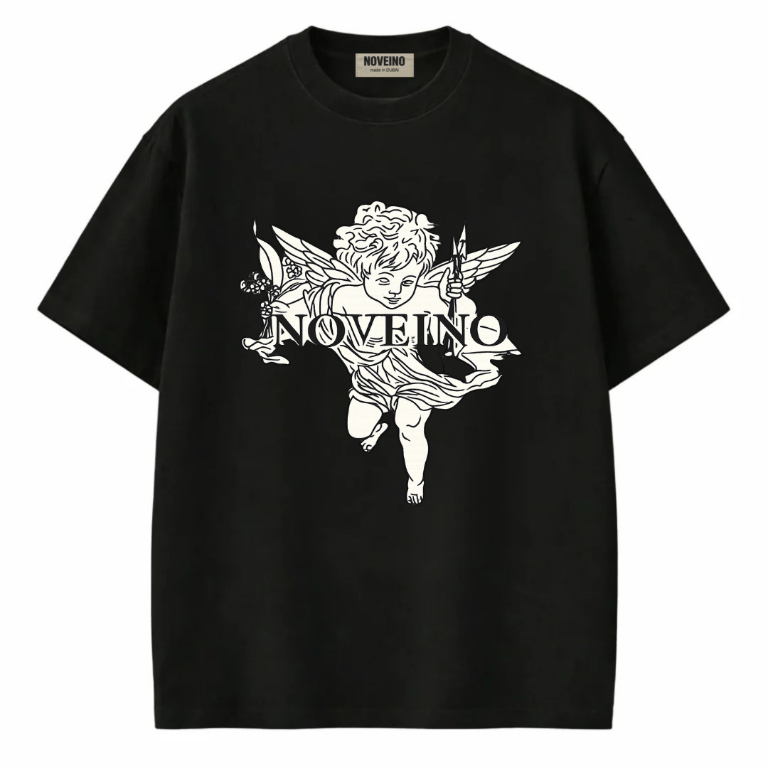 NOVEINO Seraph t-shirt featuring a stylish design, soft fabric, and comfortable fit displayed on a hanger.