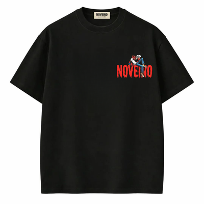 Black Thug Satan t-shirt by NOVEINO featuring bold graphic print on front, casual fit, and comfortable fabric.