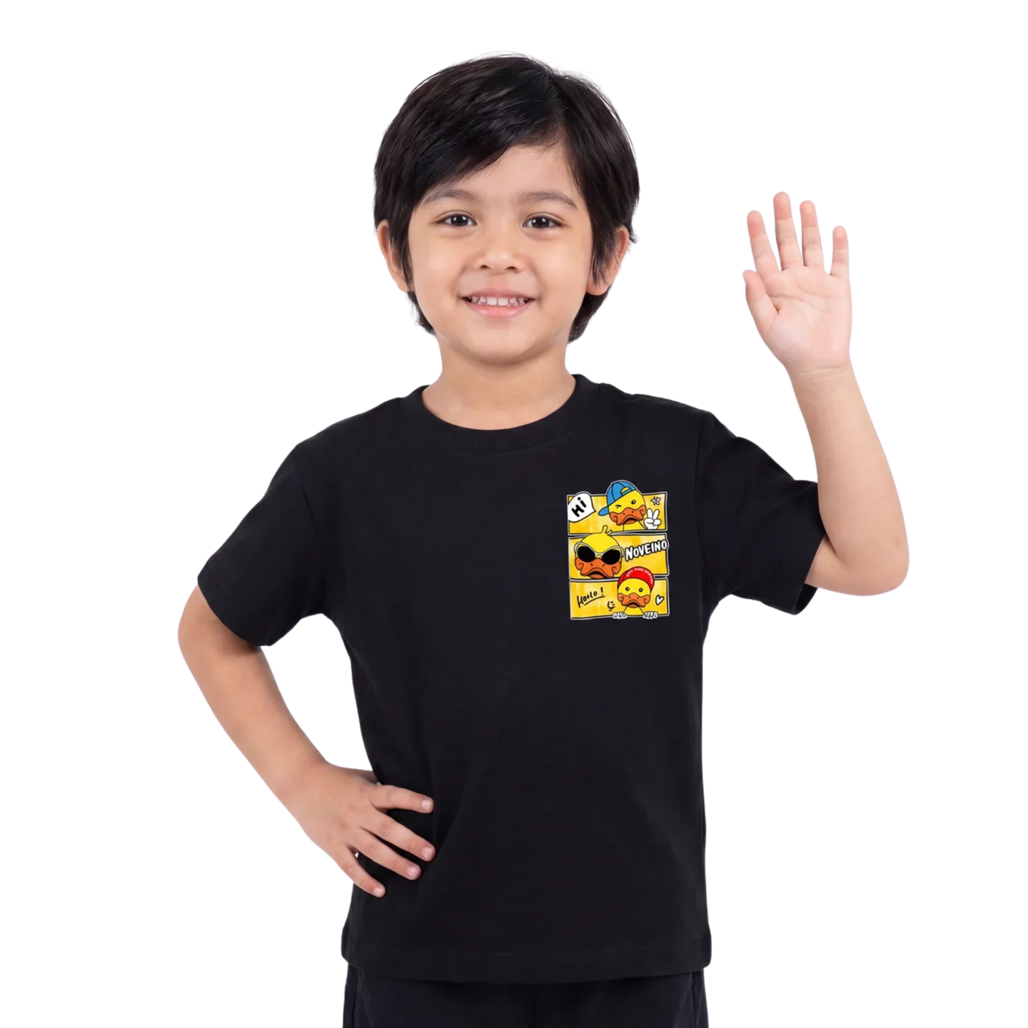 NOVEINO Kids #8 t-shirt featuring a colorful graphic print on soft fabric, ideal for children’s casual wear.