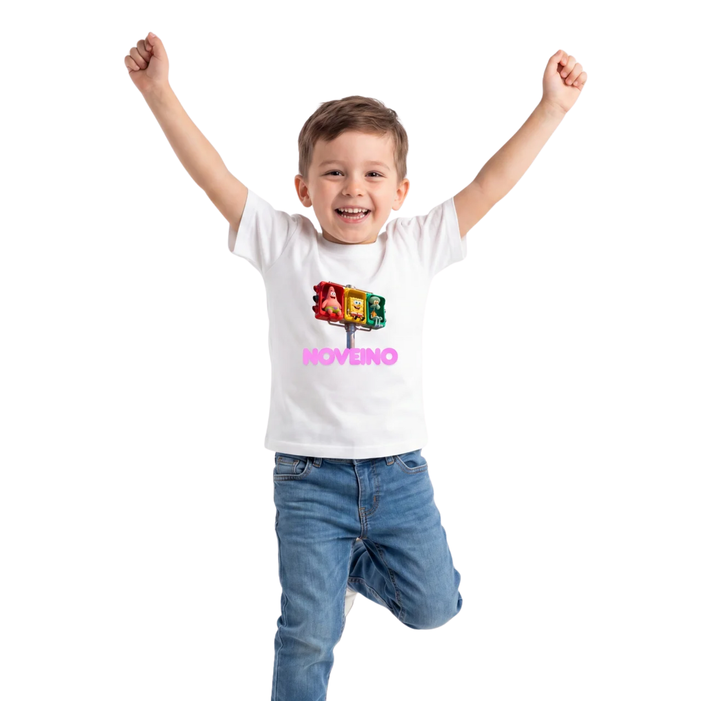 NOVEINO Kids T-shirt featuring a colorful graphic design, made from soft fabric, perfect for children's casual wear.