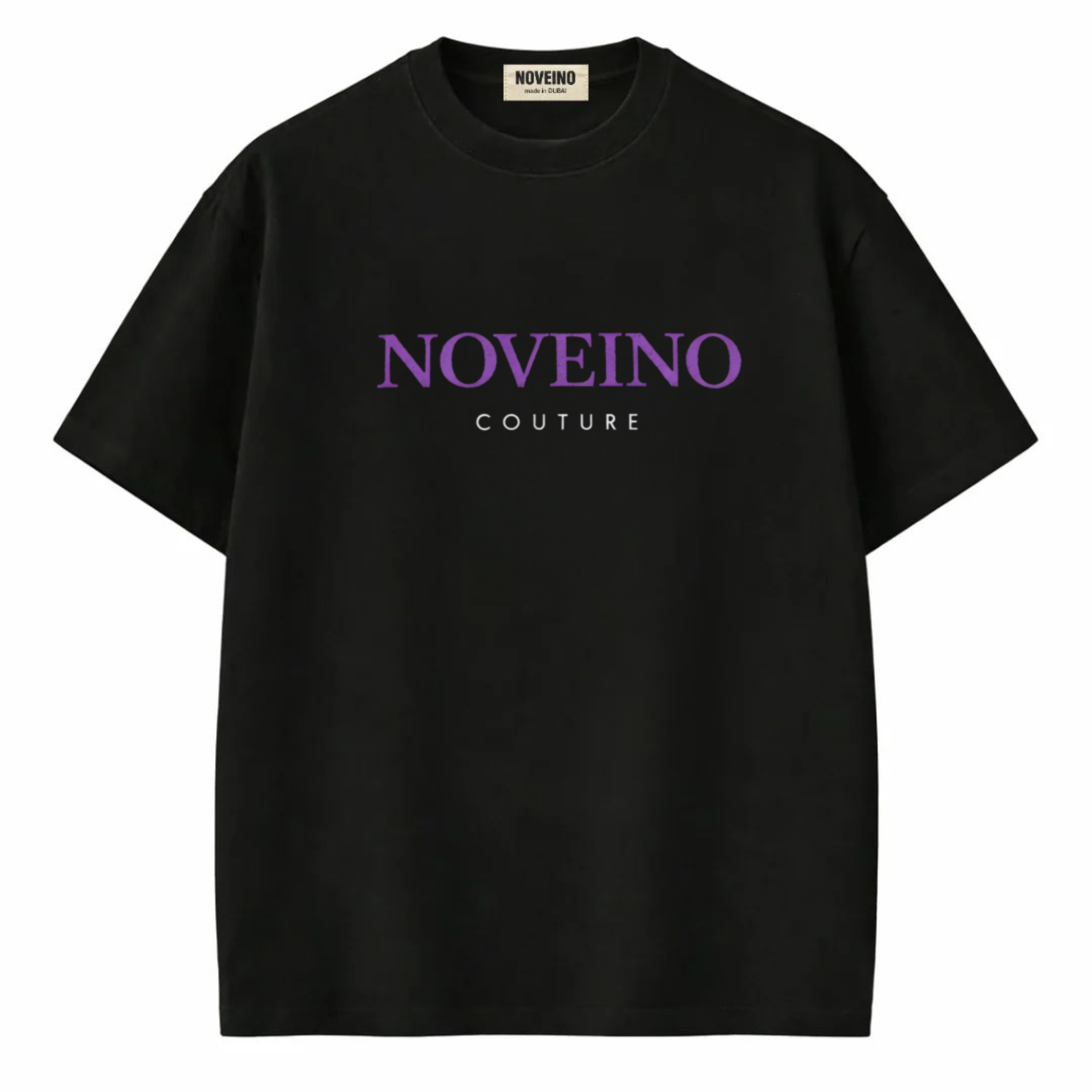 NOVEINO Forma t-shirt in black with round neckline and short sleeves, casual fit, displayed on a plain background.