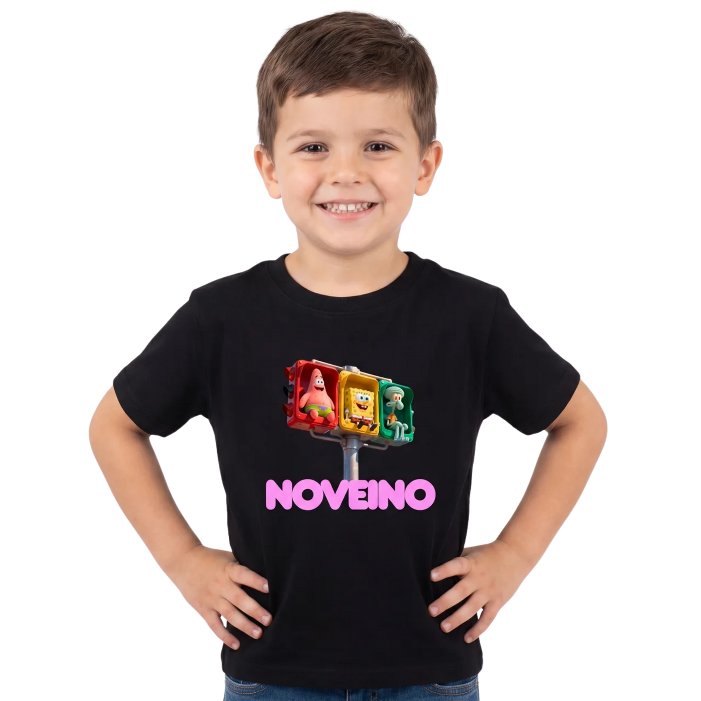 NOVEINO kids t-shirt with colorful design, soft fabric, and comfortable fit for children, featuring playful graphics.