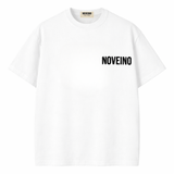 NOVEINO House Standart t-shirt in white with black text, casual fit, displayed flat on a plain background.