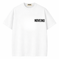 NOVEINO House Standart t-shirt in white with black text, casual fit, displayed flat on a plain background.