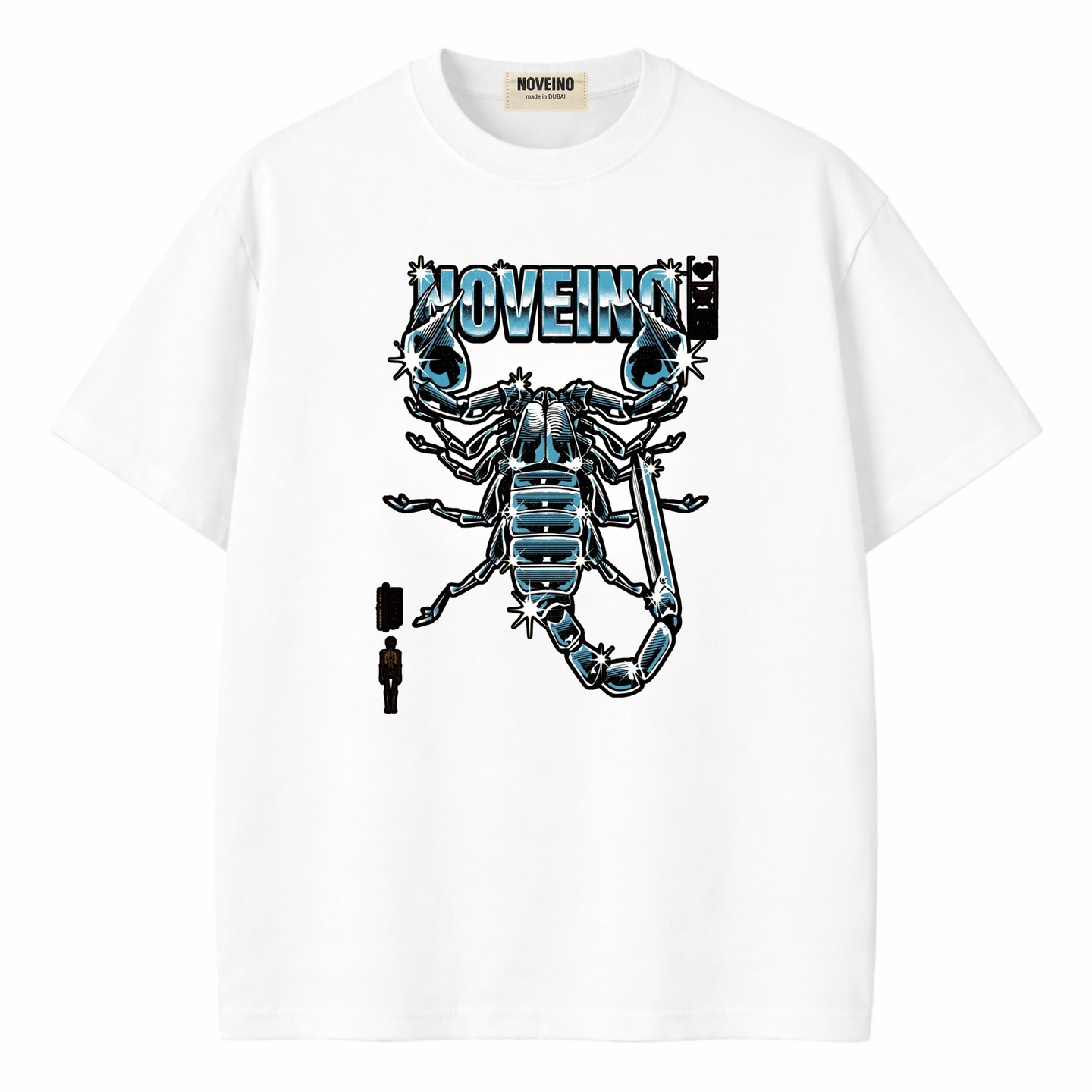 NOVEINO premium scorpion Beatles memorabilia collectible, detailed design on a black background, showcasing intricate artwork.