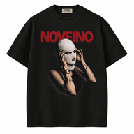 NOVEINO Vice t-shirt in black with white graphic design, crew neck style, displayed flat on a white background.