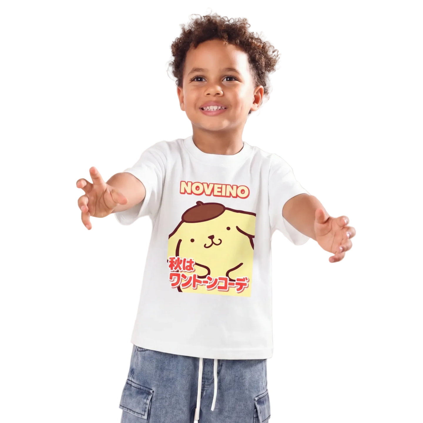 NOVEINO kids' T-shirt with colorful graphic design, made from soft fabric, perfect for young children.
