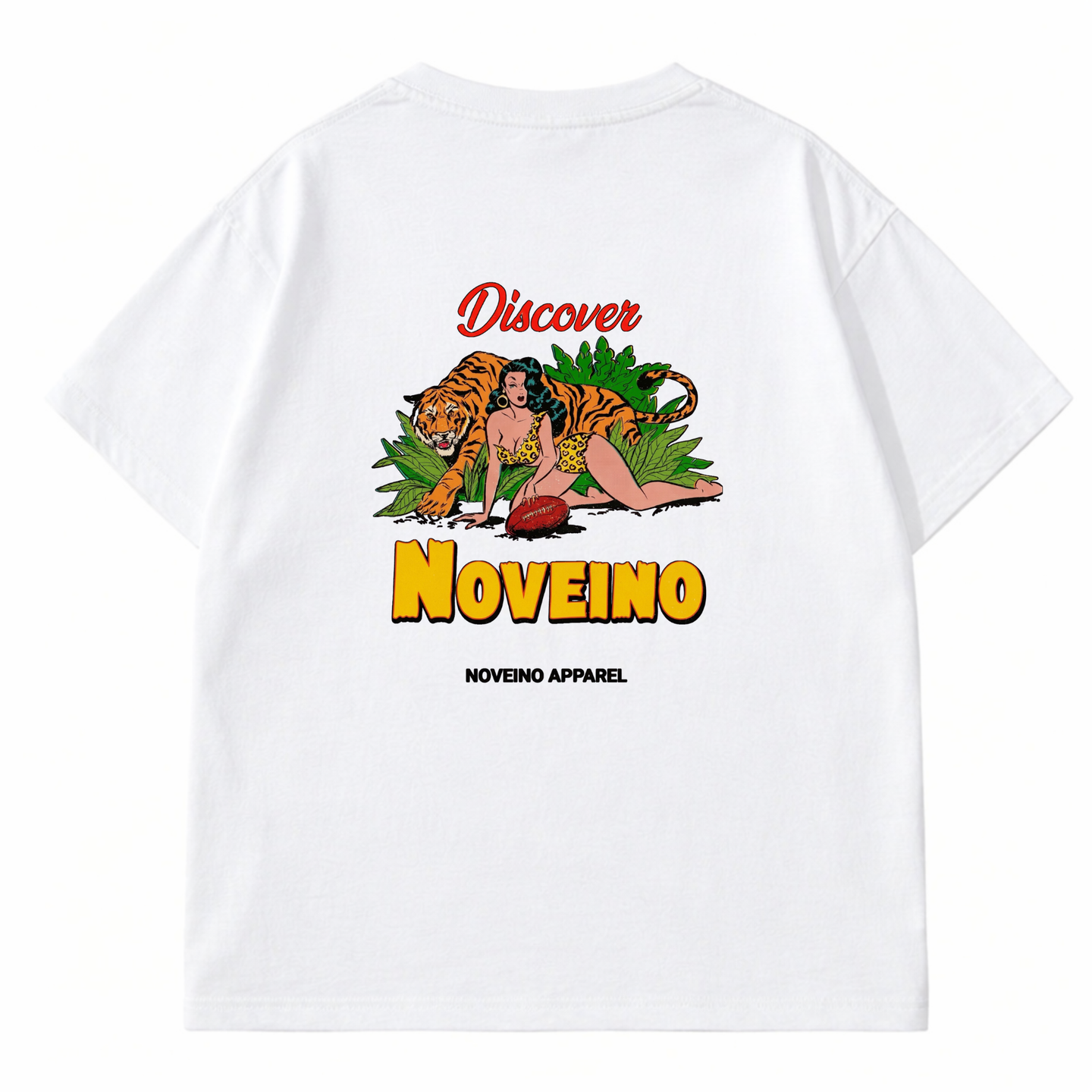 NOVEINO Rumble Jungle Beatles memorabilia featuring colorful artwork with vibrant jungle and musical elements.