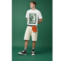 NOVEINO T-shirt with postage-inspired graphic design, casual fit, and soft fabric, displayed on a plain background.