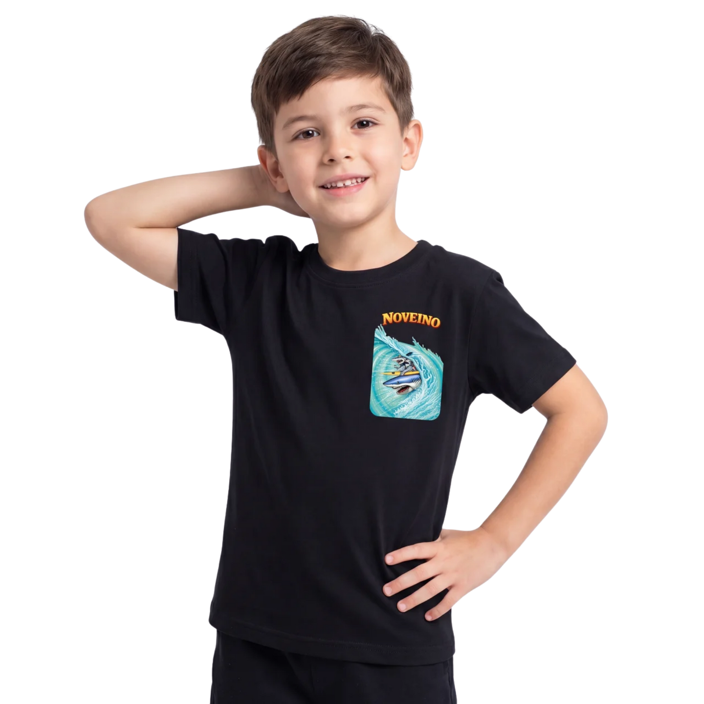 NOVEINO kids' T-shirt with colorful graphic design, made for children, featuring soft fabric and comfortable fit.