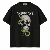 NOVEINO snake skull memorabilia, featuring a detailed replica of a snake skull, part of Beatles-themed collectible items