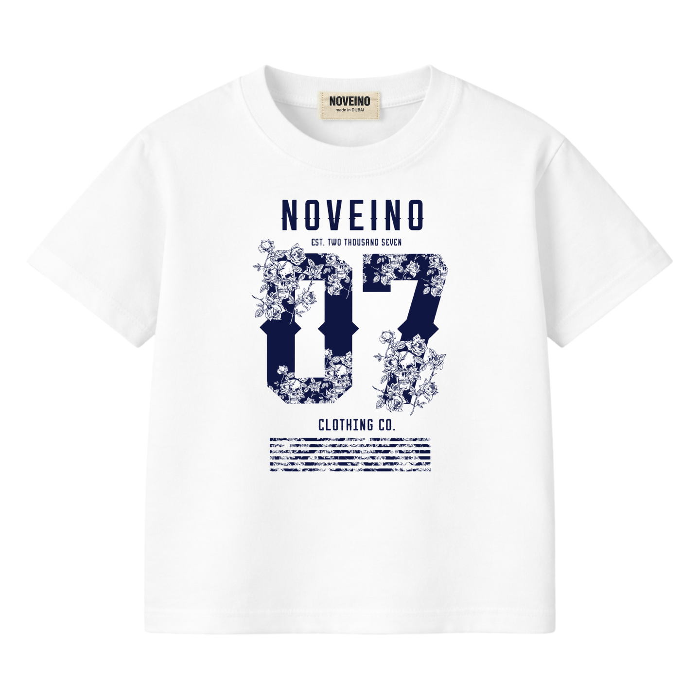 NOVEINO kids t-shirt featuring colorful graphic design, lightweight cotton fabric, and comfortable fit for children.