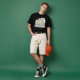 NOVEINO t-shirt corner view featuring a stylish, casual design in a close-up shot of the fabric and fit.