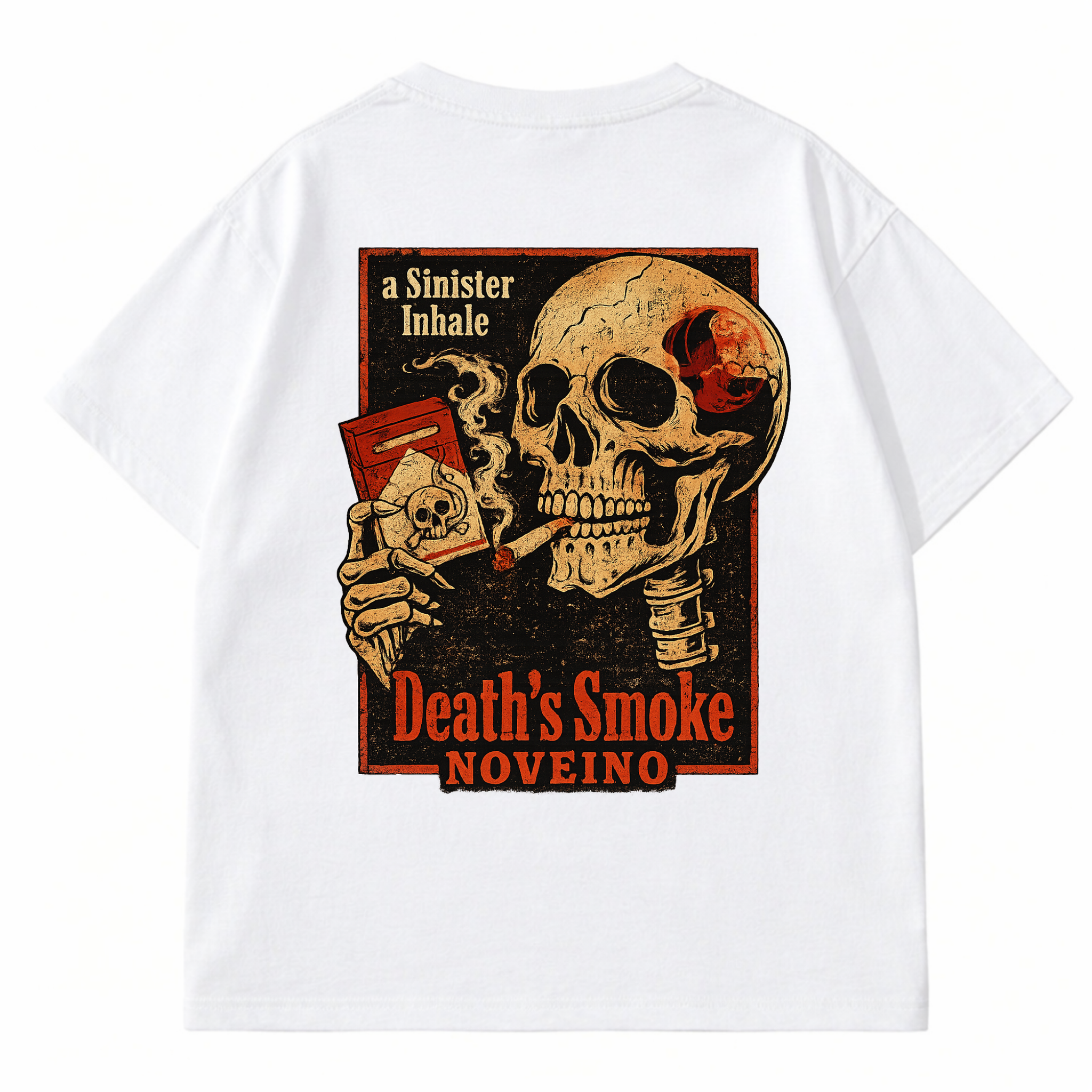 NOVEINO Inhale T-shirt featuring a minimalist graphic design, displayed on a neutral background.