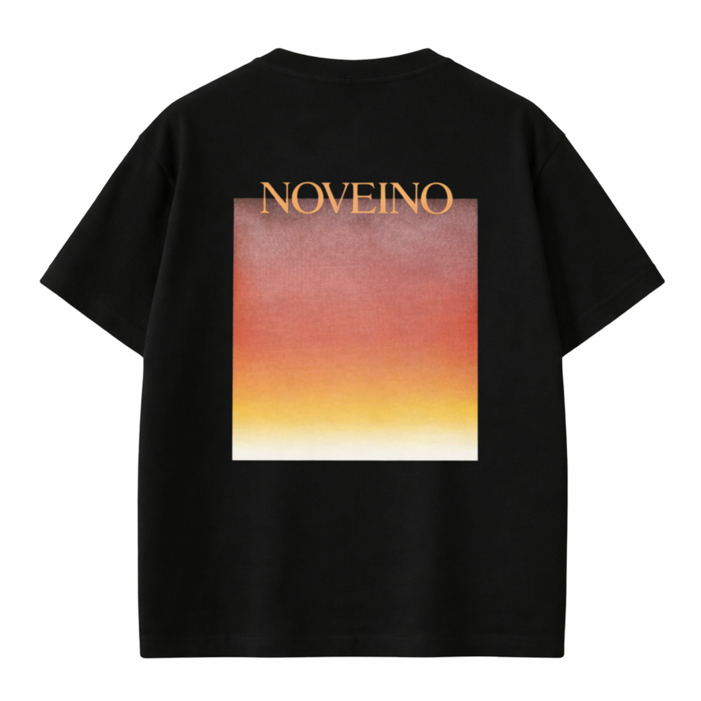 NOVEINO Forma T-shirt in black, featuring a classic crew neck and soft cotton fabric, displayed on a hanger.