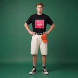 NOVEINO Stay Safe T-shirt featuring bold printed lettering on a comfortable casual cotton shirt.